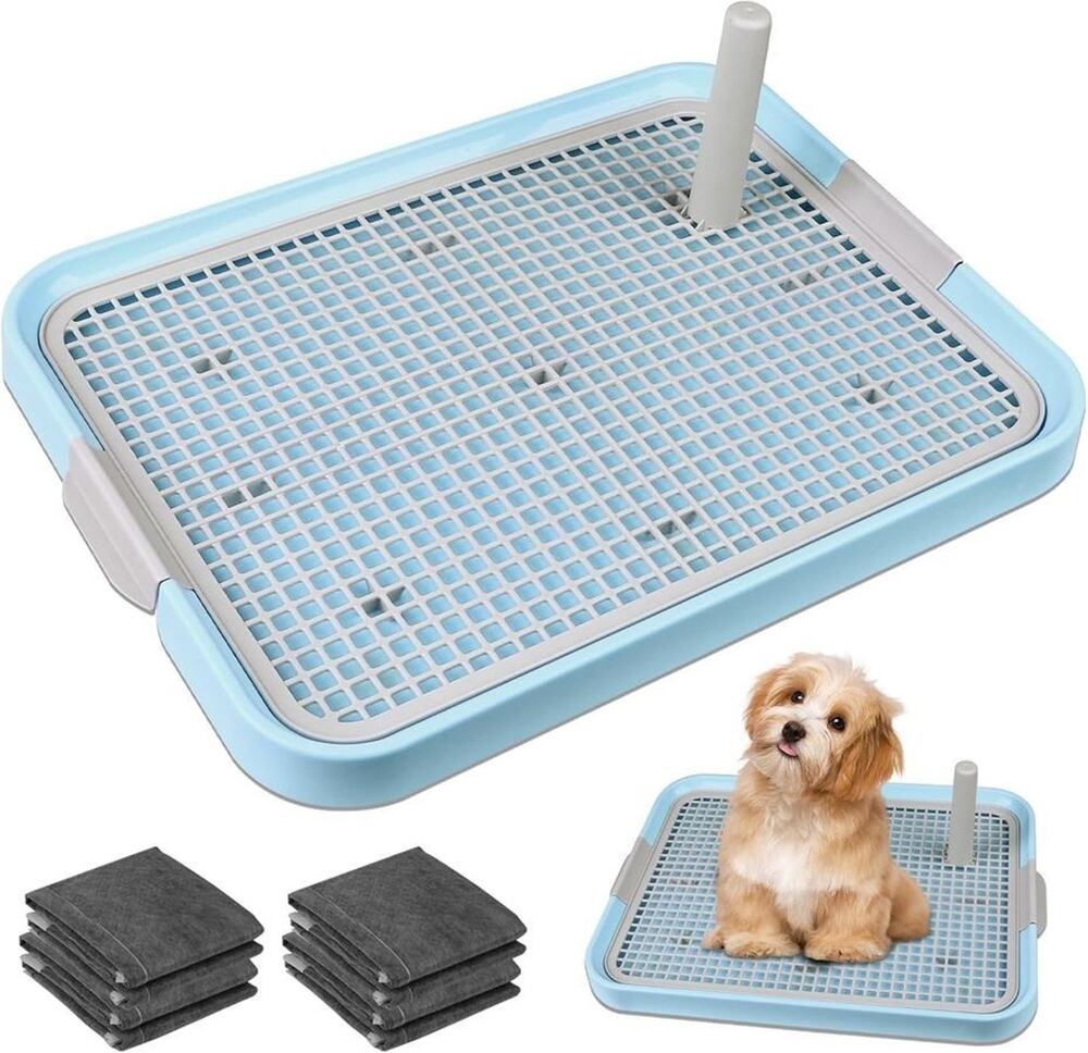 Dog Potty Tray Toilet 20"x14" Bathroom Puppy Litter Box Indoor with 8 Pee Pads